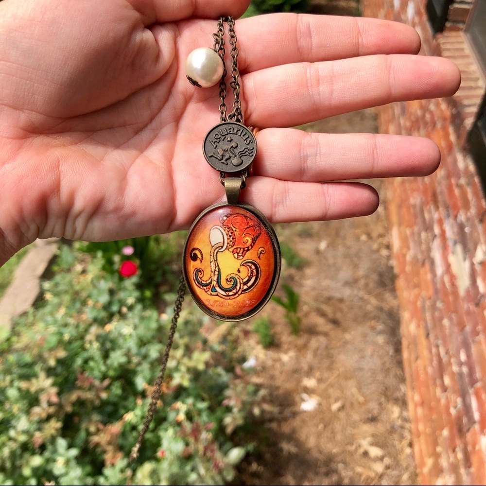 Aquarius charm necklace